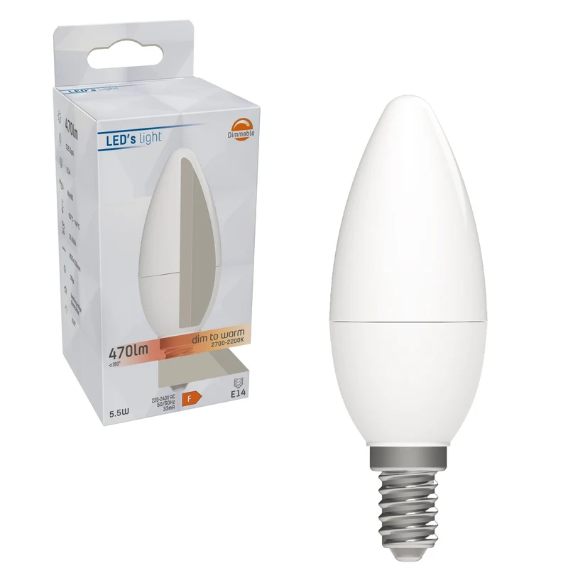 LED Kerze E14 dimmbar 5W Dim2warm Opal C35 - LED's Light