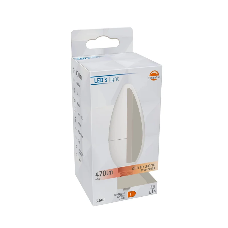LED Kerze E14 dimmbar 5W Dim2warm Opal C35 - LED's Light
