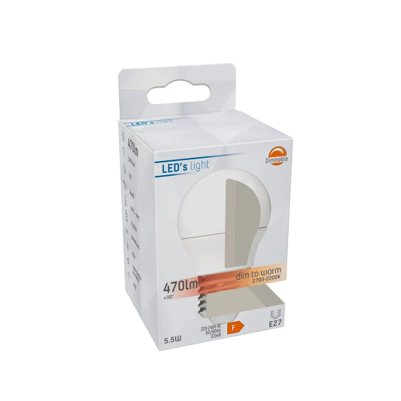 LED Kugel E27 dimmbar 5W Dim2warm Opal G45 - LED's Light