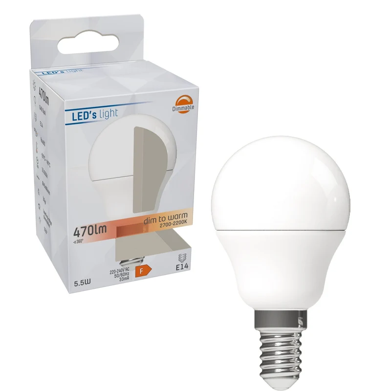 LED Kugel E14 dimmbar 5,5W Dim2warm Opal G45 - LED's Light