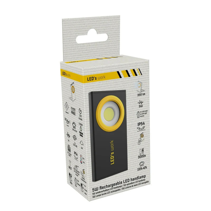 LED's Work Arbeitsleuchte mit Akku 350 - Mit Magnet, Haken oder Standfuß - Kabellos & Wiederaufladbar - 2 Lichtpunkte