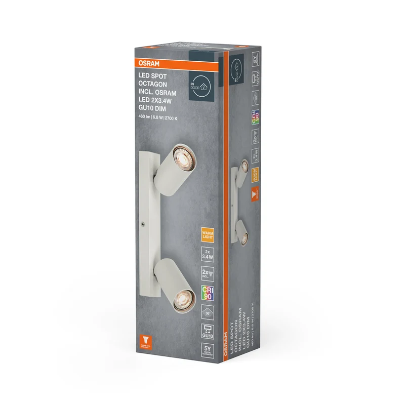 OSRAM LED SPOT OCTAGON Deckenleuchte 2 x 3,4W, GU10, 460lm, weiß