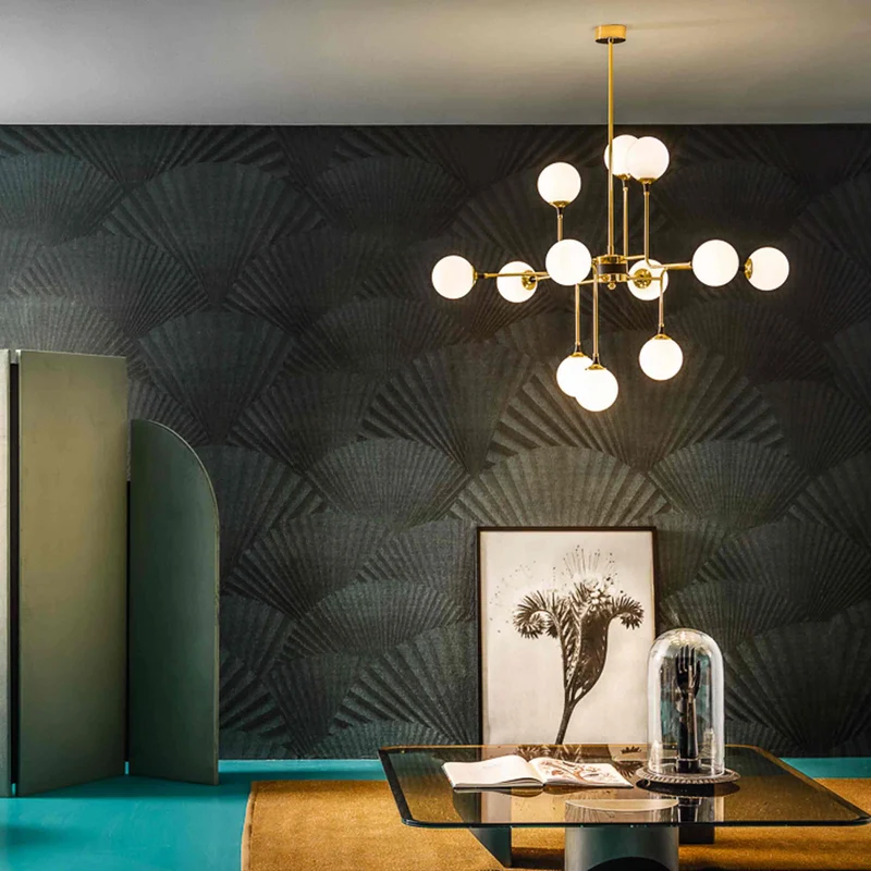 Brass and Blown Glass Suspension Lamp GALASSIA by Stilnovo