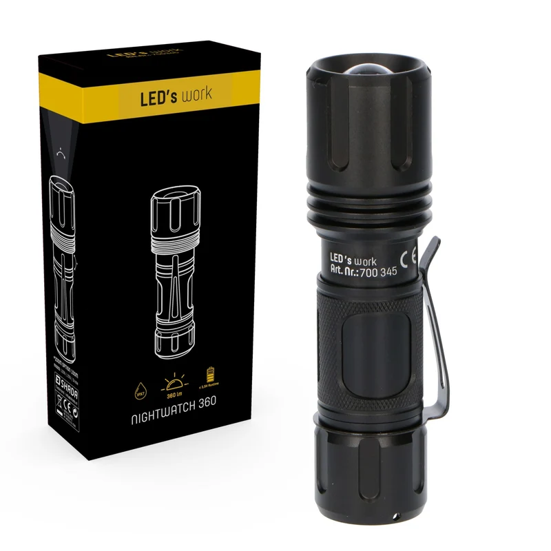 LED's Work Professionelle LED-Taschenlampe mit Zoomfunktion 360 - Wasserdicht - Dimmbar