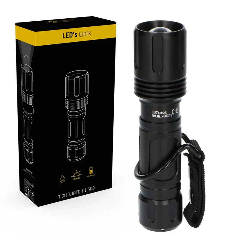 LED's Work Professionelle LED-Taschenlampe mit Zoomfunktion 1500 - Wasserdicht - Dimmbar