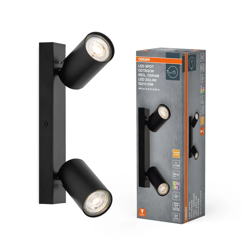 OSRAM LED SPOT OCTAGON Deckenleuchte 2 x 3,4W, GU10, 460lm, schwarz
