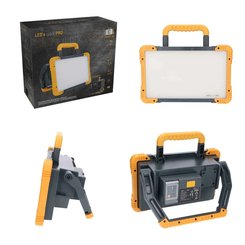 Akku LED-Bauleuchte 15W dimmbar 1.500lm IK08 USB-Powerbank - LED's Work