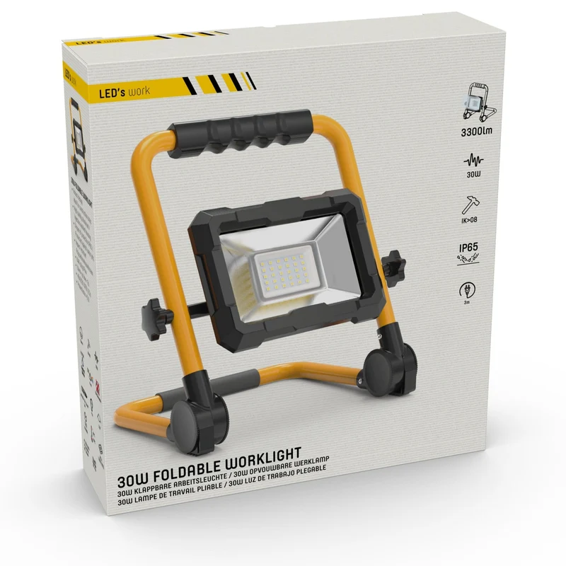 LED-Arbeitsleuchte 3300 – faltbar und neigbar – 3 Meter Kabel – IP65 – 30 W