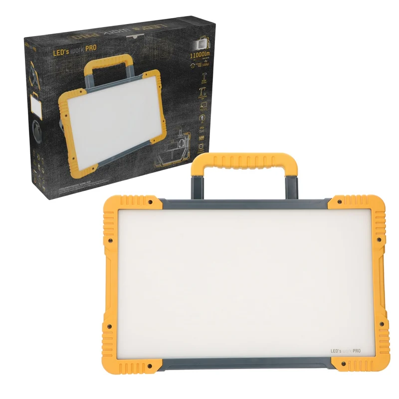 LED-Baustrahler mit zwei Steckdosen 100W kaltweiß IK08 5m Zuleitung IP54 - LED's Work