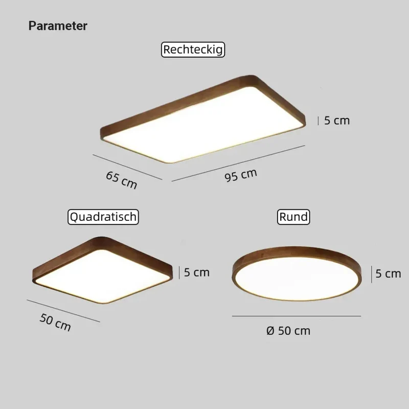 Skandinavische LED Deckenleuchte aus Holz für Wohnzimmer