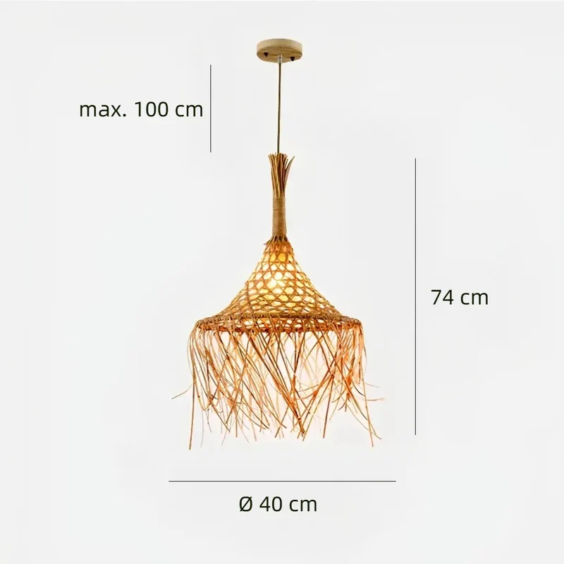 Pendelleuchte aus Rattan und Stroh im Boho Stil für Esszimmer
