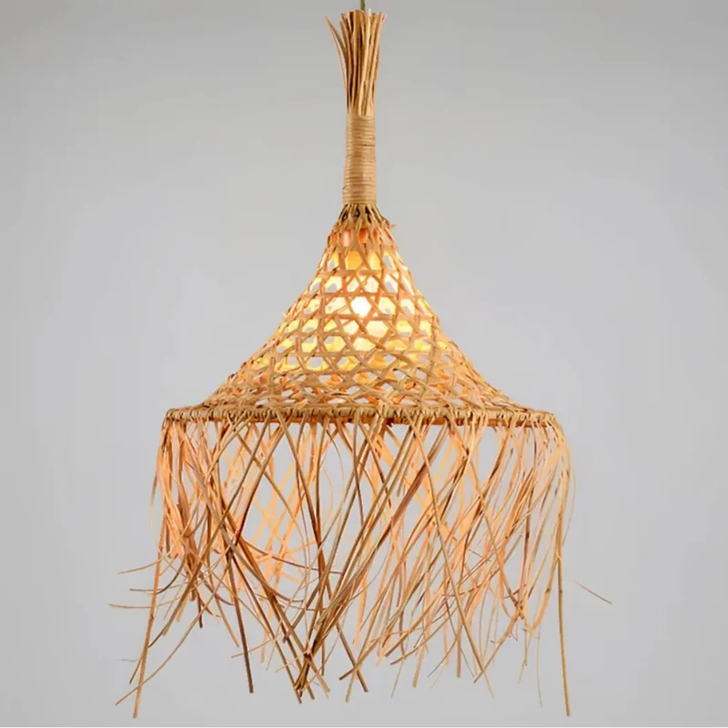 Pendelleuchte aus Rattan und Stroh im Boho Stil für Esszimmer