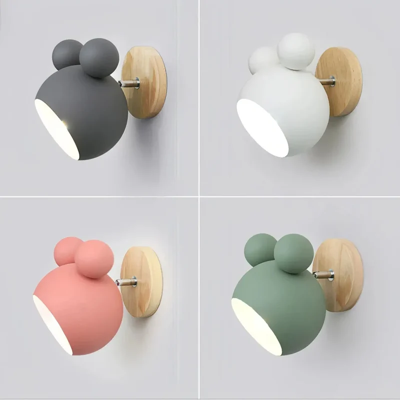 Nordische Wandleuchte fürs Kinderzimmer mit Maus-Design, dimmbar