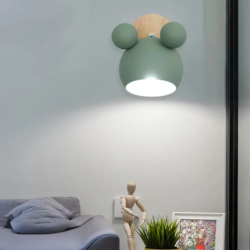 Nordische Wandleuchte fürs Kinderzimmer mit Maus-Design, dimmbar