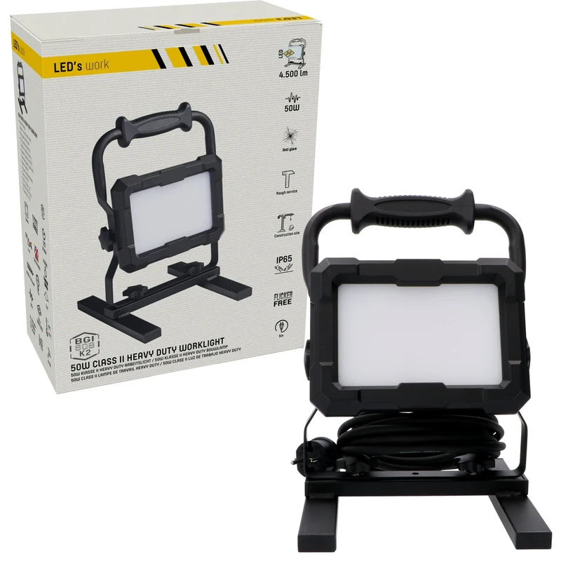 LED's Work Professionelle LED-Bauleuchte 4500 - Im harten Einsatz getestet - 5 Meter Kabel - 50 W - IP65