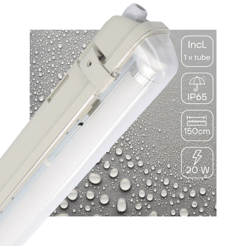 Feuchtraumleuchte mit HF-Bewegungsmelder und LED-Röhre 150 cm 20W neutralweiß IP65 - LED's Light