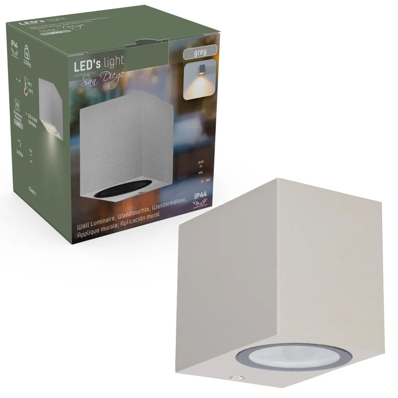 LED Wandleuchte GU10 max. 35W IP44 Grau - LED's Light