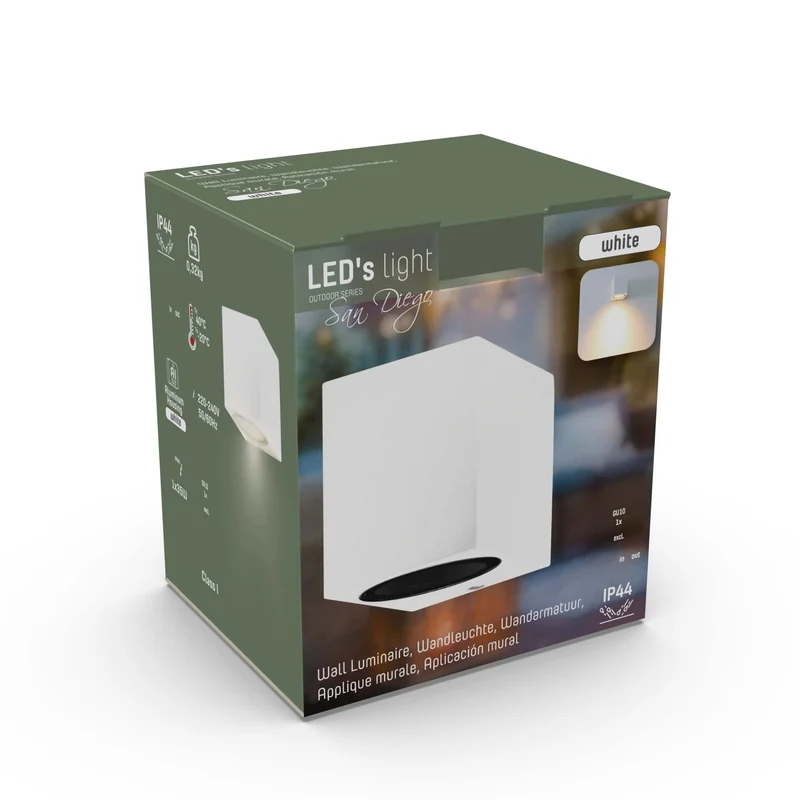 Außen-Wandleuchte weiß 1x GU10 IP44 für LED und Halogen bis 35W - LED's Light