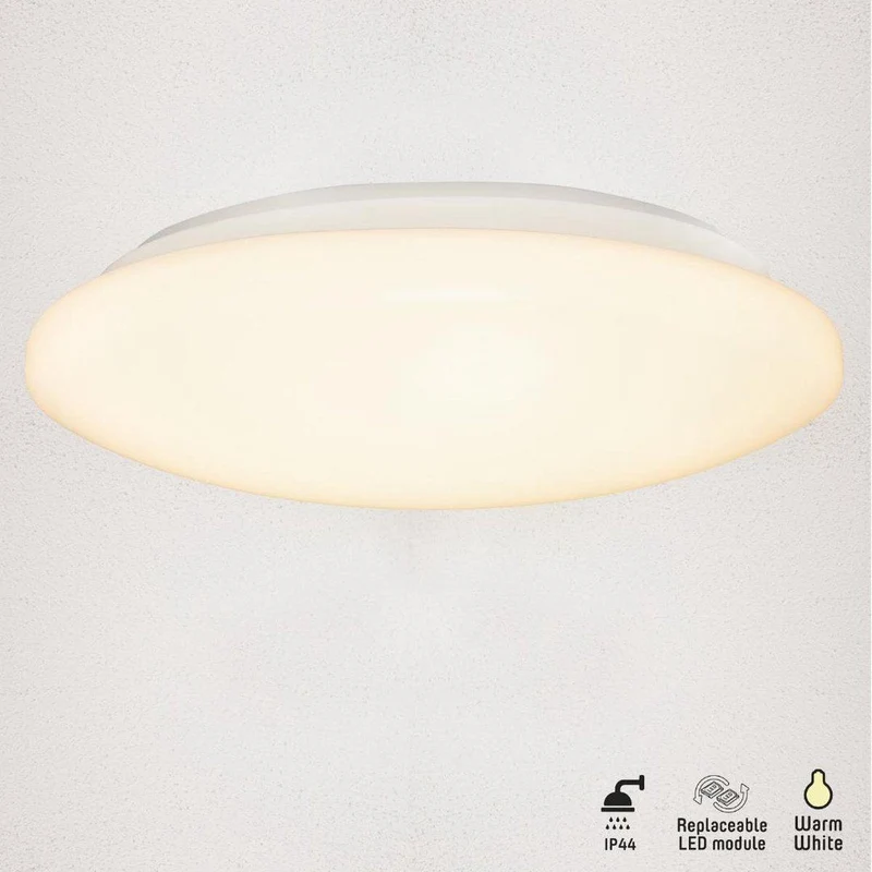 LED Deckenleuchte Ø 37cm Leuchte spritzwassergeschützt für Bad Zone 2 und 3 geeignet warmweiß 3.000K 18W 1.600 Lumen - LED's Light