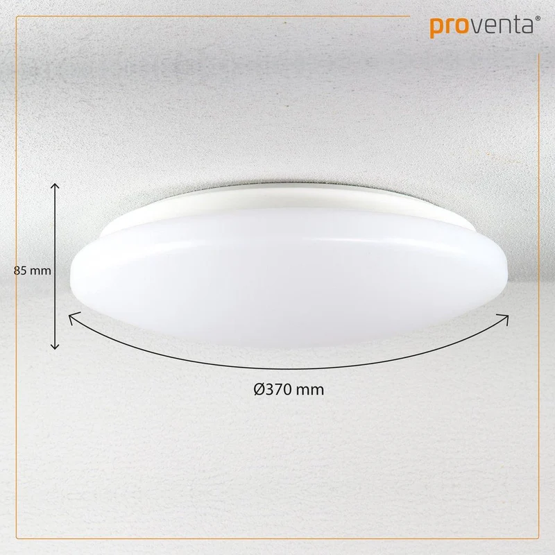 LED Deckenleuchte Ø 37cm Leuchte spritzwassergeschützt für Bad Zone 2 und 3 geeignet warmweiß 3.000K 18W 1.600 Lumen - LED's Light