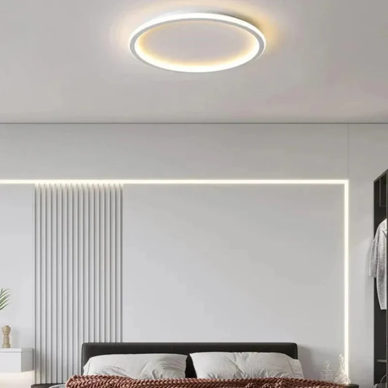 Flache runde Deckenleuchte modern dimmbar ideal fürs Schlafzimmer