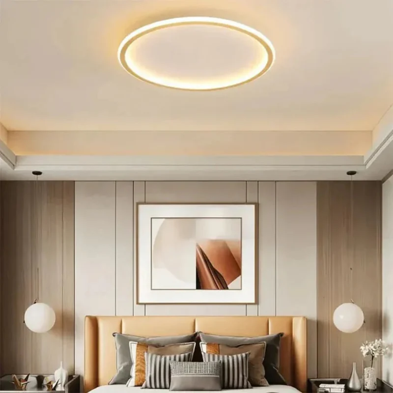 Flache runde Deckenleuchte modern dimmbar ideal fürs Schlafzimmer