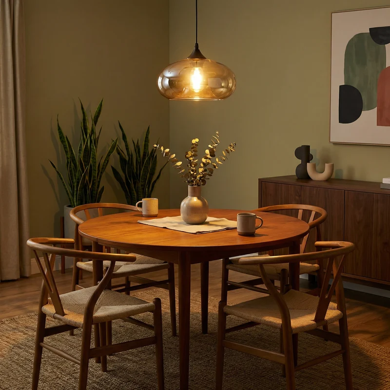 Hängelampe mit Weltraum-Design und bernsteinfarbenem Glas – Stella