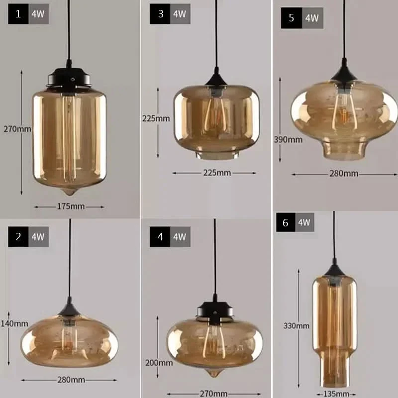 Hängelampe mit Weltraum-Design und bernsteinfarbenem Glas – Stella