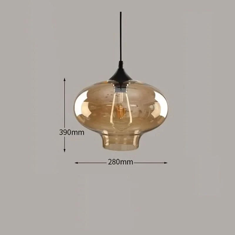 Hängelampe mit Weltraum-Design und bernsteinfarbenem Glas – Stella