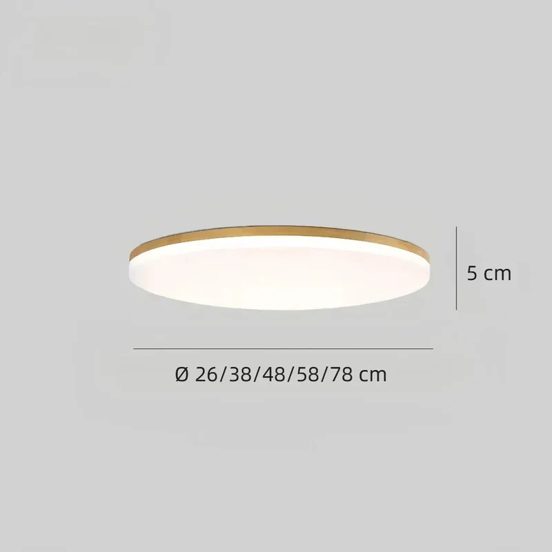 Runde skandinavische LED-Deckenleuchte aus Holz für Schlafzimmer, flach und dimmbar