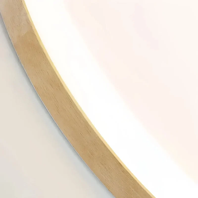 Runde skandinavische LED-Deckenleuchte aus Holz für Schlafzimmer, flach und dimmbar