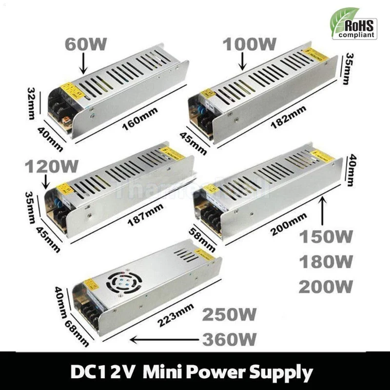 12V Mini LED Trafo Slim Netzteil 15W-360W Transformator ~2780