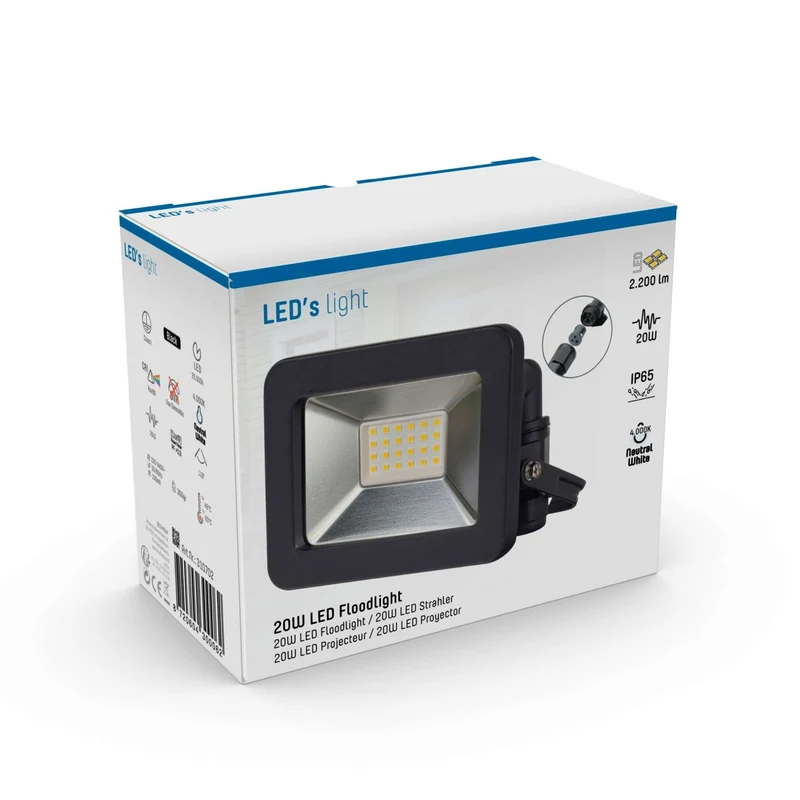 LED-Außenstrahler schwarz 20 Watt neutralweiß IP65 - LED's Light