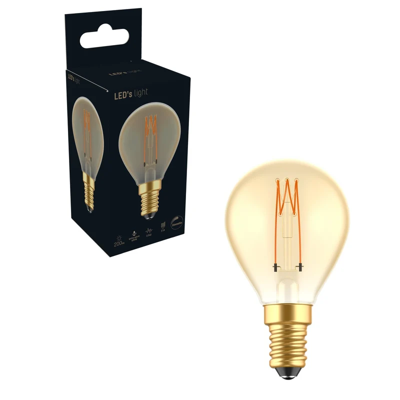 LED Filament Kugel G45 E14 2,5W 136lm 1800K Gold dimmbar Kerzenfassung - LED's Light