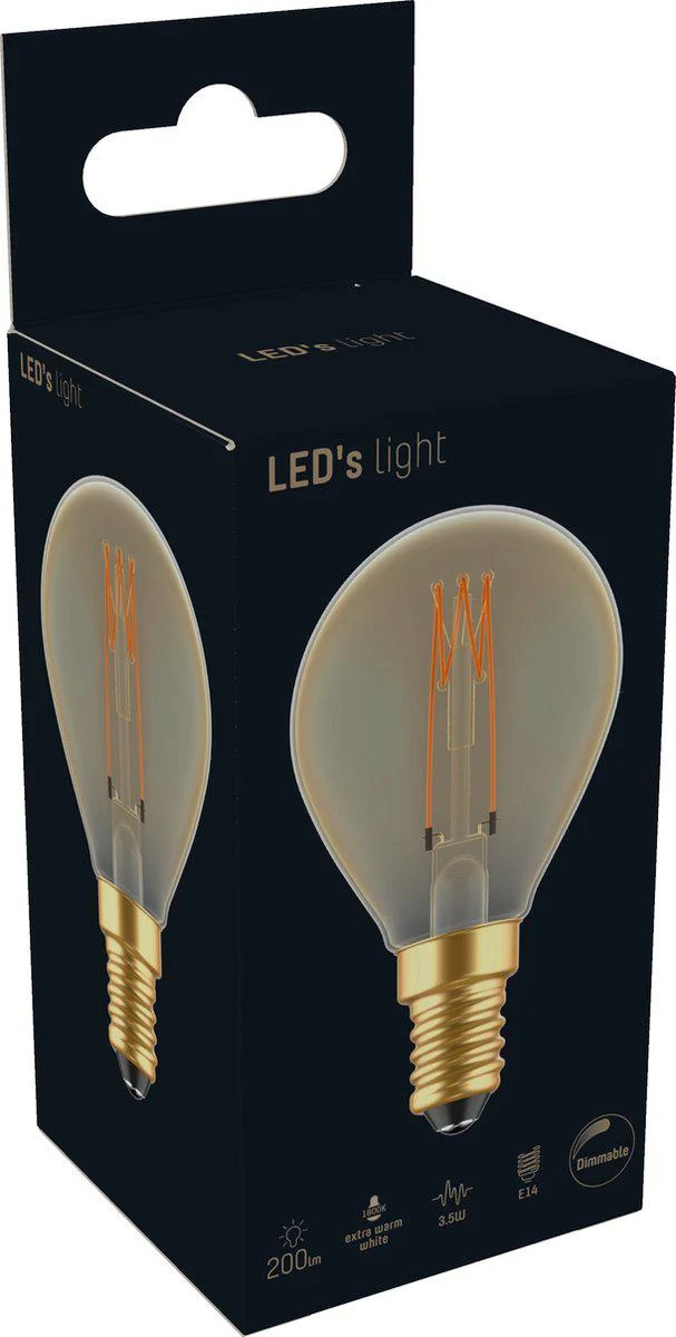 LED Filament Kugel G45 E14 2,5W 136lm 1800K Gold dimmbar Kerzenfassung - LED's Light