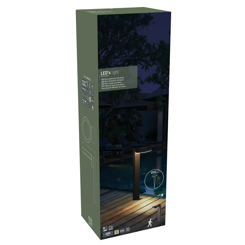 Shada 1000565 LED Solar Garten Wegeleuchte mit Sensor 6W 600lm 2700K - LED's Light