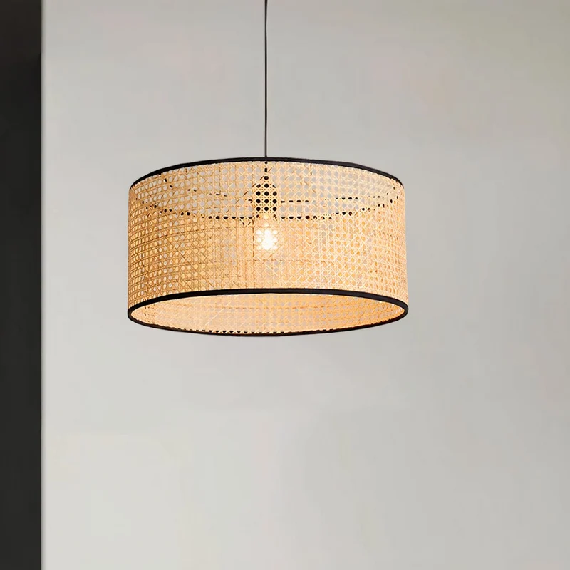 Rattan Pendelleuchte im japanischen Stil für Esszimmer