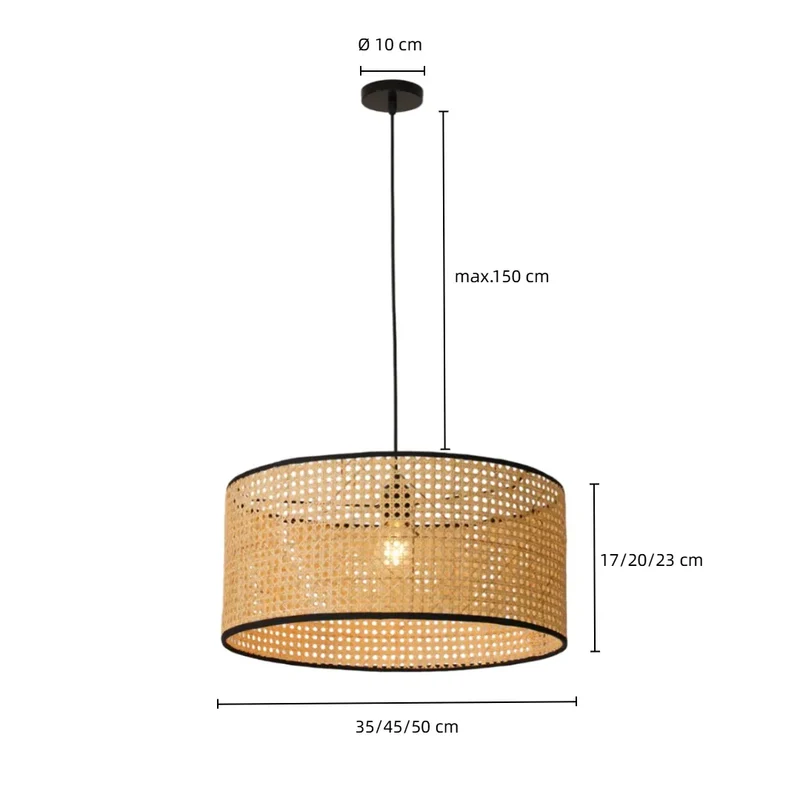 Rattan Pendelleuchte im japanischen Stil für Esszimmer