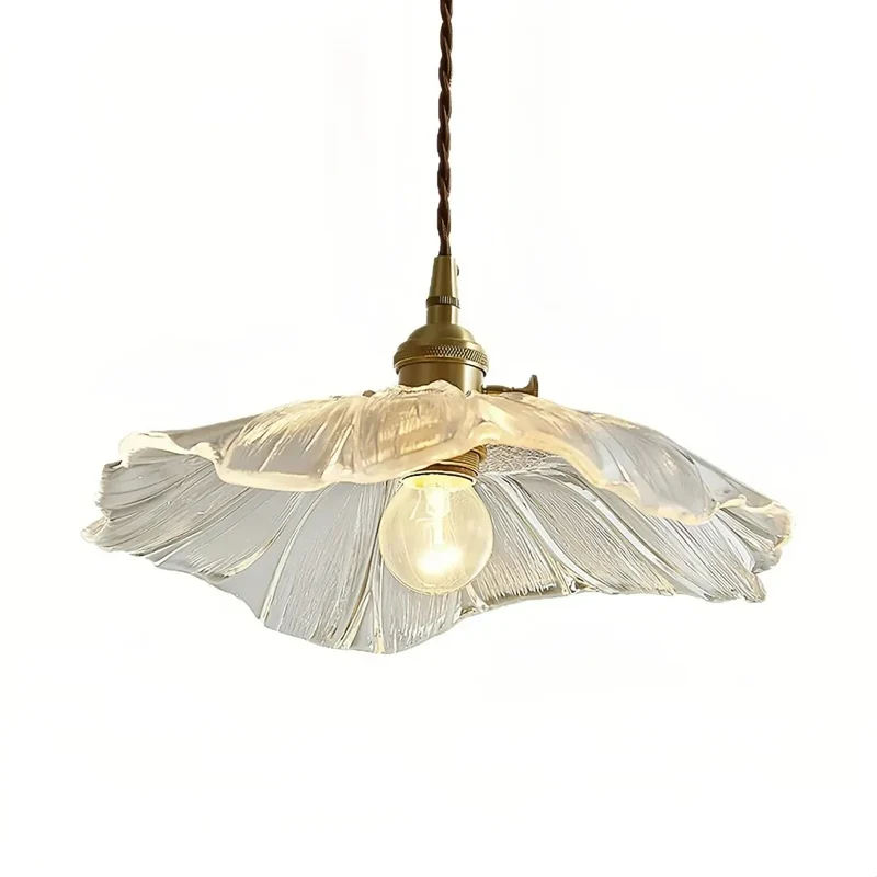 Vintage Hängeleuchte Blume aus Glas für Esszimmer