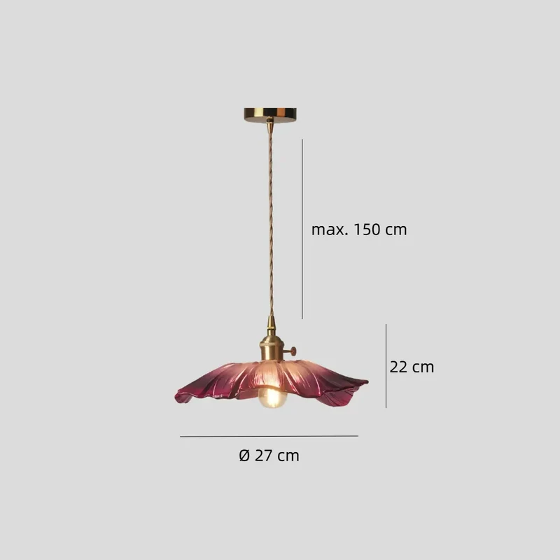 Vintage Hängeleuchte Blume aus Glas für Esszimmer