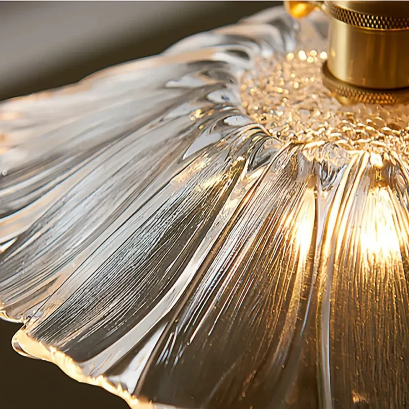 Vintage Hängeleuchte Blume aus Glas für Esszimmer