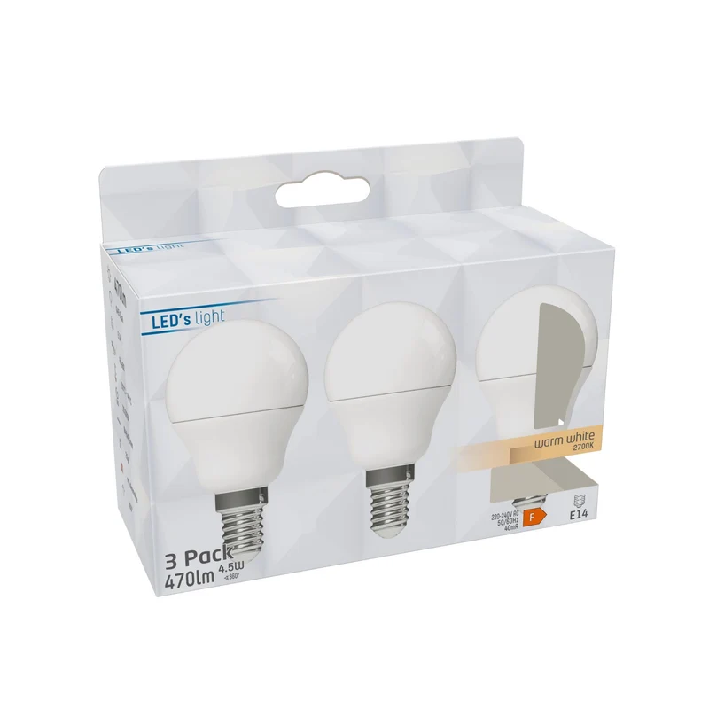 LED Kugel E14 4,9W warmweiß Opal G45 3-Pack - LED's Light