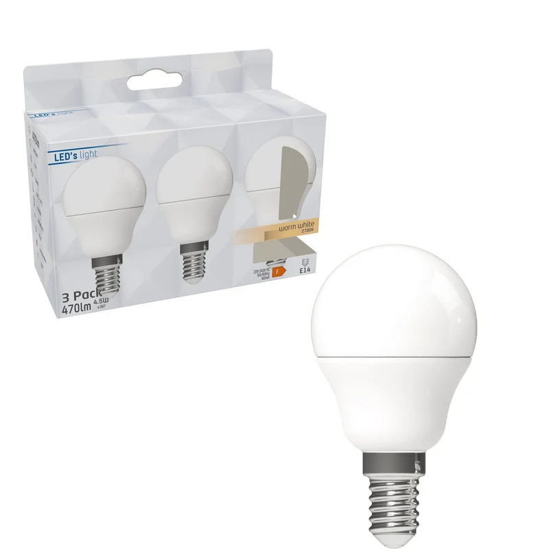 LED Kugel E14 4,9W warmweiß Opal G45 3-Pack - LED's Light