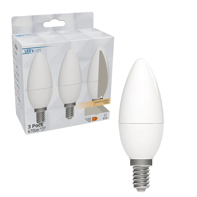 LED Kerze E14 4,9W warmweiß Opal C35 3-Pack - LED's Light
