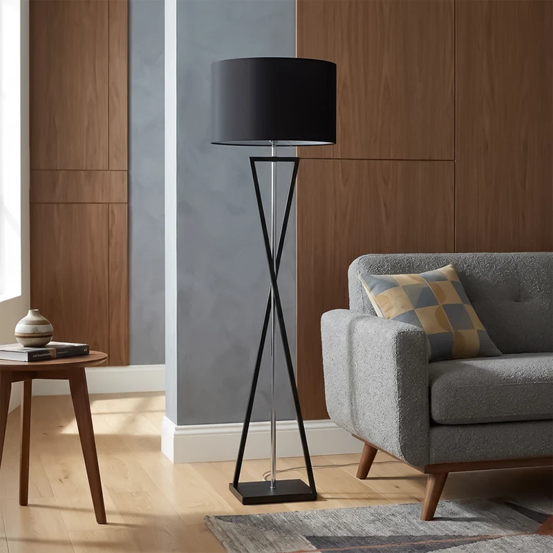 Hochwertige Stehlampe Eisen-Finish Stoff Sanftes Licht – Eleganza