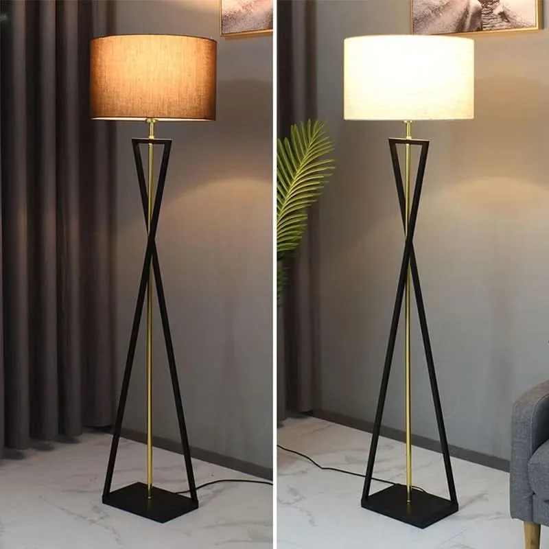 Hochwertige Stehlampe Eisen-Finish Stoff Sanftes Licht – Eleganza