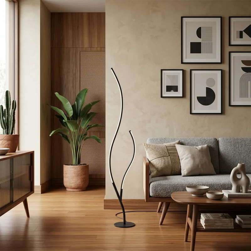 Moderne Stehlampe mit zwei Armen Warme Atmosphäre Langlebig – Duo
