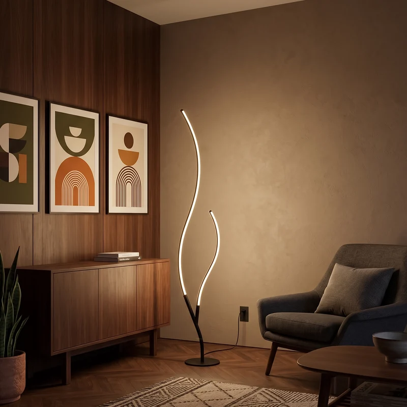 Moderne Stehlampe mit zwei Armen Warme Atmosphäre Langlebig – Duo