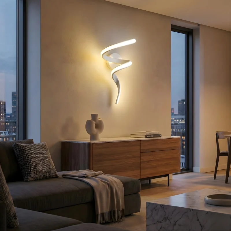 Wandleuchte mit Wirbel-Design Diffuses Licht – Spirale