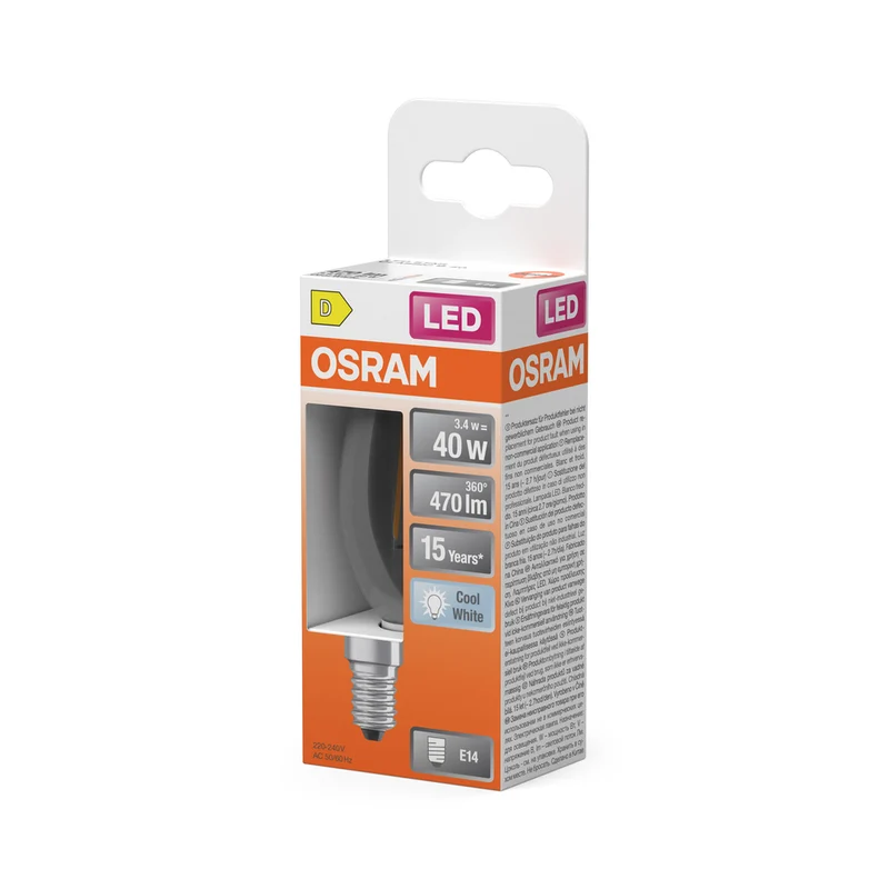 OSRAM Retrofit Classic B LED Lampe Kerzenform (ex 40W) 4W / 4000K Kaltweiß E14